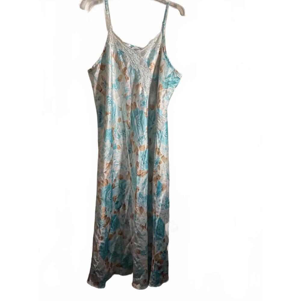Elegant Floral Print Slip Dress/Nightgown 2X